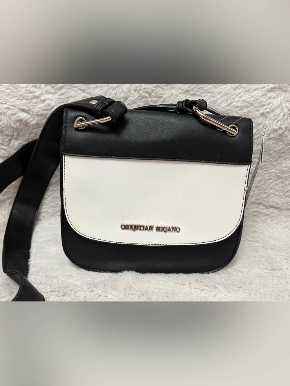 Christian Siriano Black and White Contrast Crossbody Bag